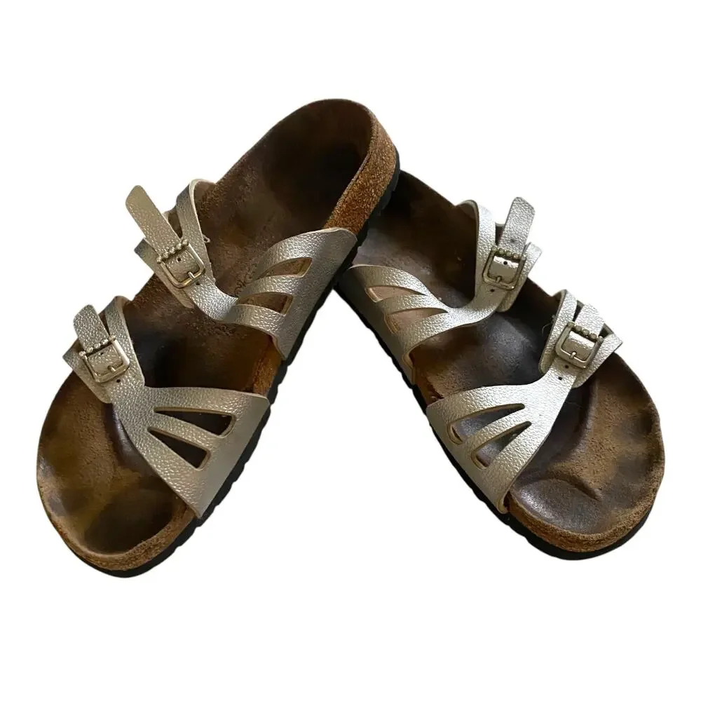 Birkenstock Birkis Size 41 US 10 Silver Moorea Granada Rhinestones 2 Strap
